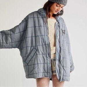 Free People Blue Quilted Puffer Jacket